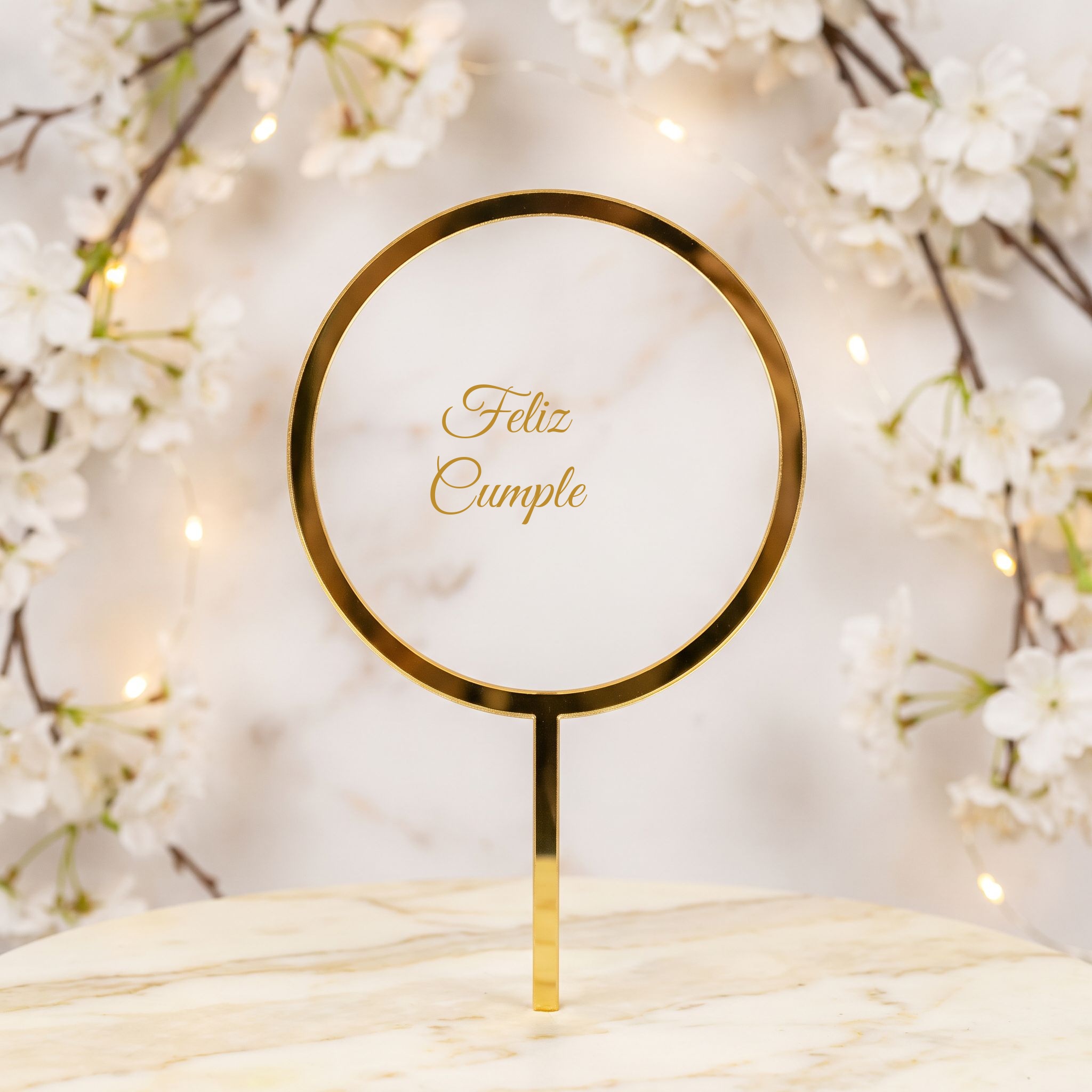 Topper de bizcocho dorado personalizado para celebraciones